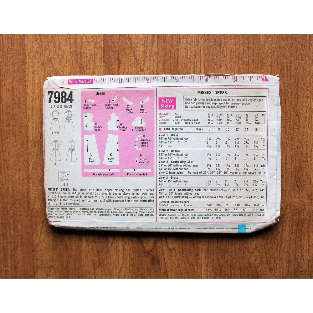 Simplicity 7984 60s Vintage Sewing Pattern Mod Mini Dress